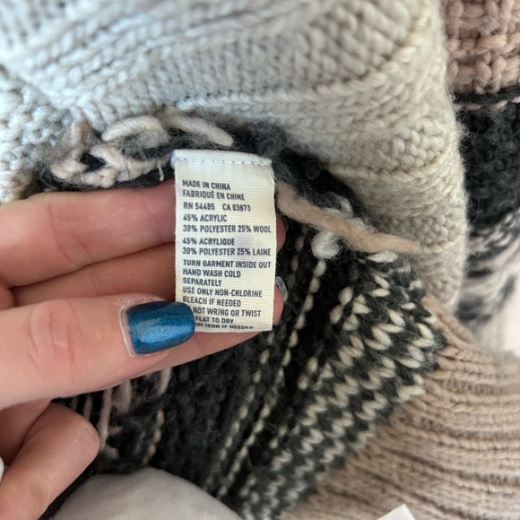 American Eagle Outfitters Beige Boho Fringe Patterned Long Cardigan - Picture 4 of 9